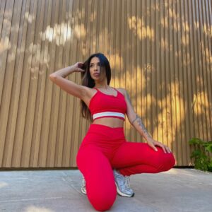 conjunto vermelho, poliamida premium